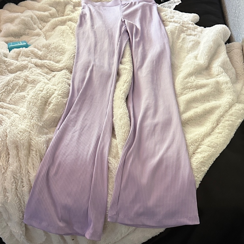Divided Lilac Ribbed Flare Pants